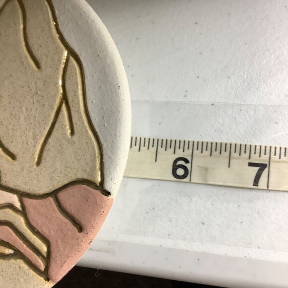 Southwestern Handcrafted Ceramic Decor Plate Cactus & Mountain Design 5" Signed - Picture 4 of 4